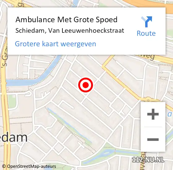 Locatie op kaart van de 112 melding: Ambulance Met Grote Spoed Naar Schiedam, Van Leeuwenhoeckstraat op 9 februari 2024 06:15