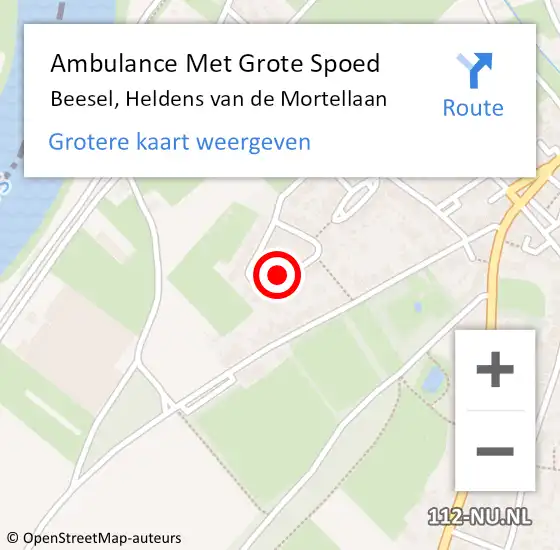 Locatie op kaart van de 112 melding: Ambulance Met Grote Spoed Naar Beesel, Heldens van de Mortellaan op 9 februari 2024 07:22