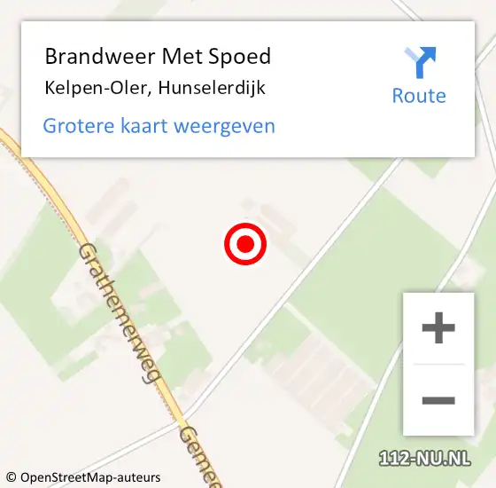 Locatie op kaart van de 112 melding: Brandweer Met Spoed Naar Kelpen-Oler, Hunselerdijk op 9 februari 2024 07:59