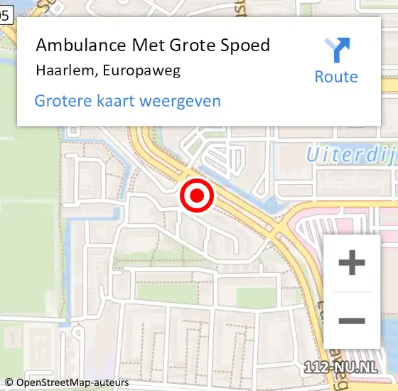 Locatie op kaart van de 112 melding: Ambulance Met Grote Spoed Naar Haarlem, Europaweg op 9 februari 2024 08:20