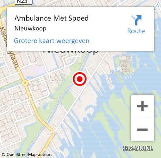 Locatie op kaart van de 112 melding: Ambulance Met Spoed Naar Nieuwkoop op 9 februari 2024 08:21