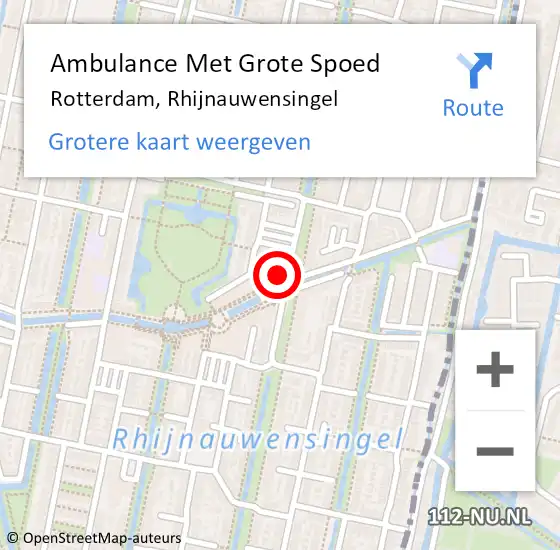 Locatie op kaart van de 112 melding: Ambulance Met Grote Spoed Naar Rotterdam, Rhijnauwensingel op 9 februari 2024 08:38