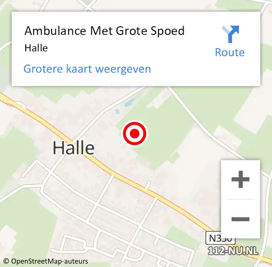 Locatie op kaart van de 112 melding: Ambulance Met Grote Spoed Naar Halle op 9 februari 2024 08:44