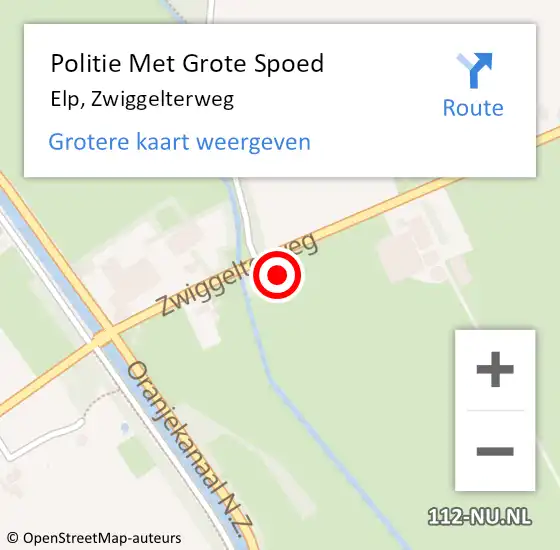 Locatie op kaart van de 112 melding: Politie Met Grote Spoed Naar Elp, Zwiggelterweg op 9 februari 2024 09:27