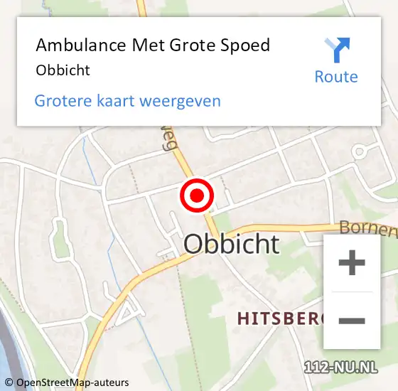 Locatie op kaart van de 112 melding: Ambulance Met Grote Spoed Naar Obbicht op 9 februari 2024 09:37