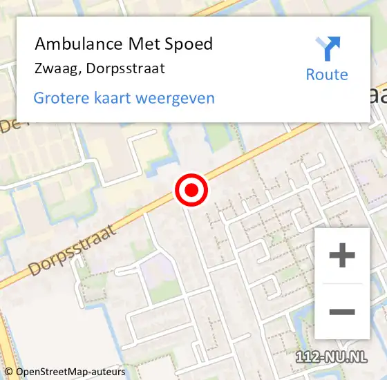 Locatie op kaart van de 112 melding: Ambulance Met Spoed Naar Zwaag, Dorpsstraat op 9 februari 2024 10:26