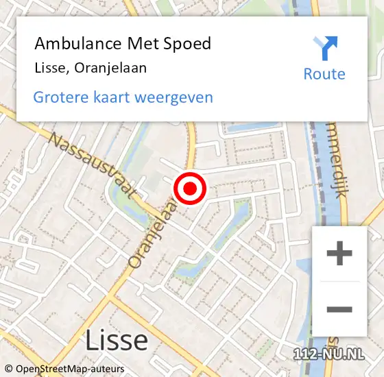 Locatie op kaart van de 112 melding: Ambulance Met Spoed Naar Lisse, Oranjelaan op 9 februari 2024 10:30
