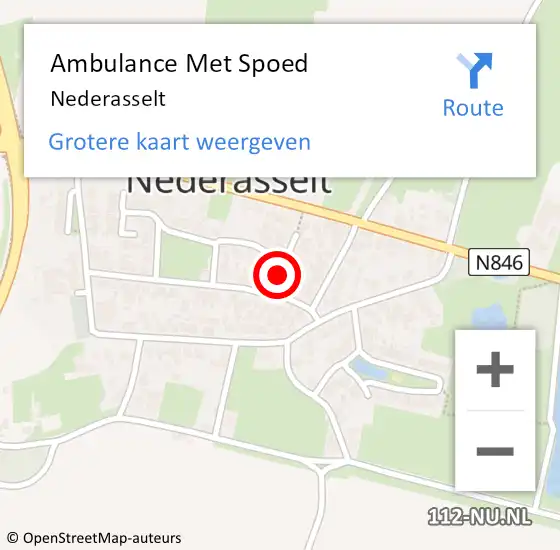 Locatie op kaart van de 112 melding: Ambulance Met Spoed Naar Nederasselt op 9 februari 2024 10:49