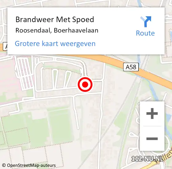 Locatie op kaart van de 112 melding: Brandweer Met Spoed Naar Roosendaal, Boerhaavelaan op 9 februari 2024 10:53
