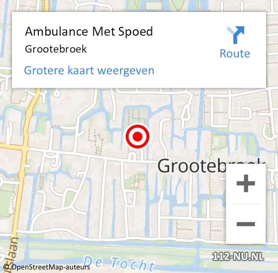 Locatie op kaart van de 112 melding: Ambulance Met Spoed Naar Grootebroek op 9 februari 2024 11:05