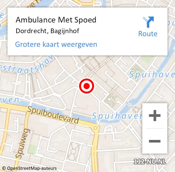 Locatie op kaart van de 112 melding: Ambulance Met Spoed Naar Dordrecht, Bagijnhof op 9 februari 2024 11:31