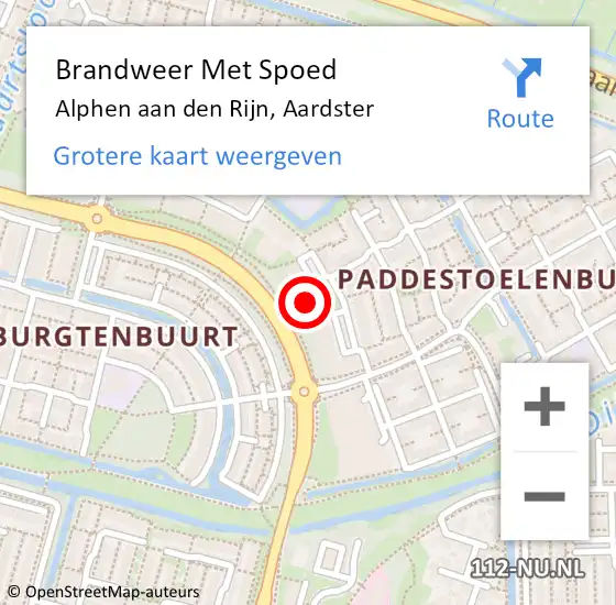 Locatie op kaart van de 112 melding: Brandweer Met Spoed Naar Alphen aan den Rijn, Aardster op 9 februari 2024 11:40