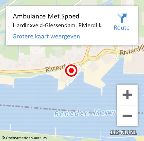 Locatie op kaart van de 112 melding: Ambulance Met Spoed Naar Hardinxveld-Giessendam, Rivierdijk op 9 februari 2024 11:45