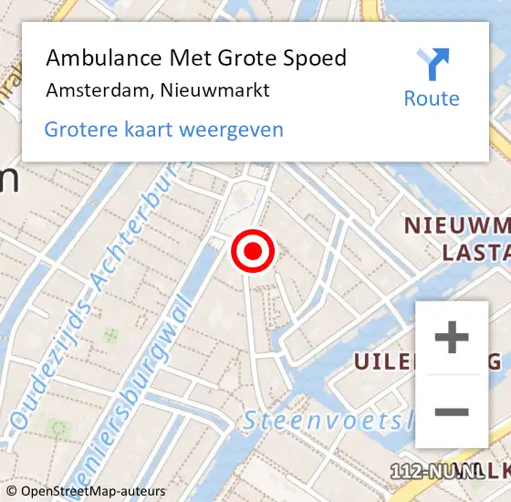 Locatie op kaart van de 112 melding: Ambulance Met Grote Spoed Naar Amsterdam, Nieuwmarkt op 9 februari 2024 12:00