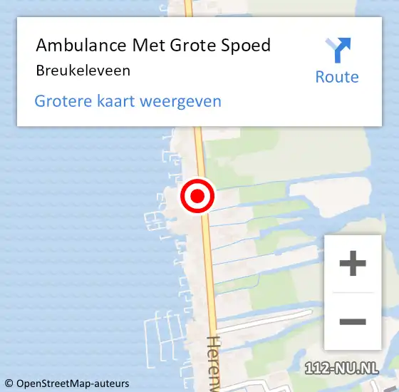 Locatie op kaart van de 112 melding: Ambulance Met Grote Spoed Naar Breukeleveen op 9 februari 2024 12:23