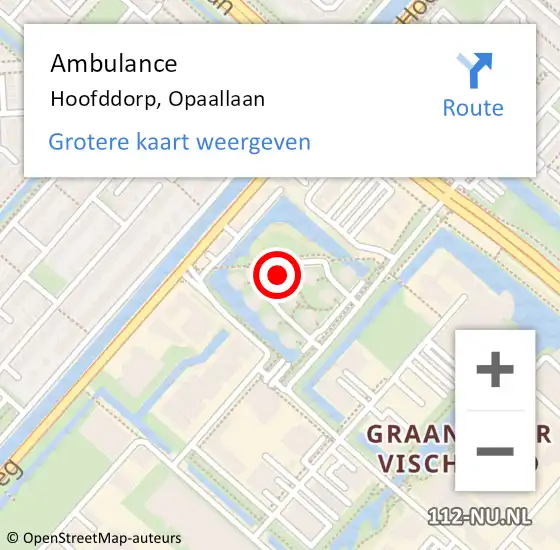 Locatie op kaart van de 112 melding: Ambulance Hoofddorp, Opaallaan op 9 februari 2024 12:43