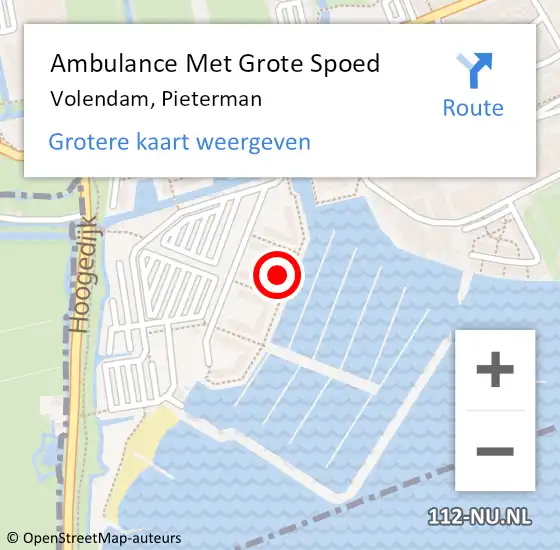 Locatie op kaart van de 112 melding: Ambulance Met Grote Spoed Naar Volendam, Pieterman op 9 februari 2024 12:44