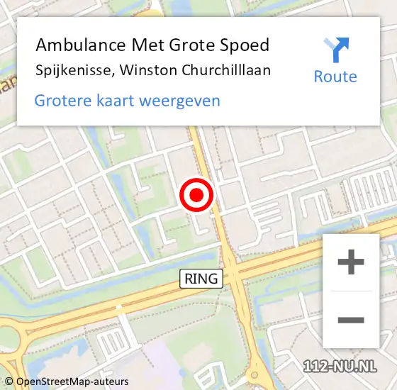 Locatie op kaart van de 112 melding: Ambulance Met Grote Spoed Naar Spijkenisse, Winston Churchilllaan op 9 februari 2024 13:00