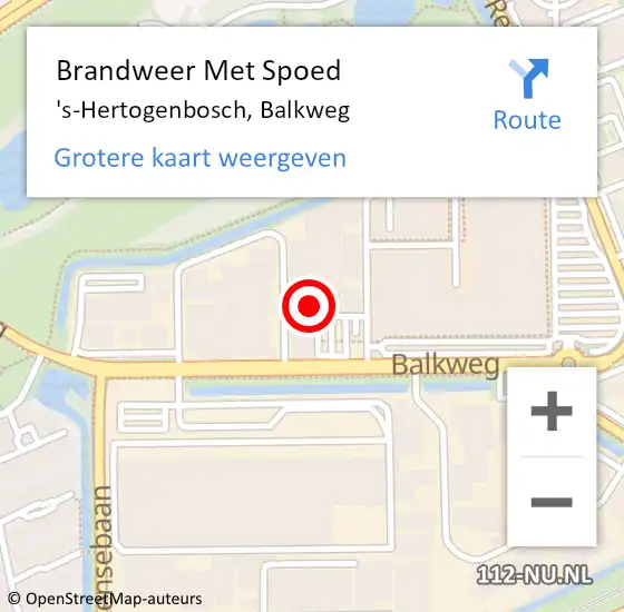 Locatie op kaart van de 112 melding: Brandweer Met Spoed Naar 's-Hertogenbosch, Balkweg op 9 februari 2024 13:20