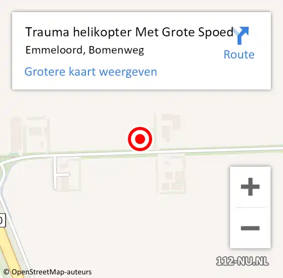 Locatie op kaart van de 112 melding: Trauma helikopter Met Grote Spoed Naar Emmeloord, Bomenweg op 9 februari 2024 14:50