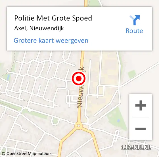 Locatie op kaart van de 112 melding: Politie Met Grote Spoed Naar Axel, Nieuwendijk op 9 februari 2024 14:59