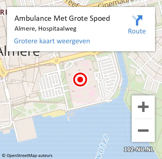 Locatie op kaart van de 112 melding: Ambulance Met Grote Spoed Naar Almere, Hospitaalweg op 9 februari 2024 15:12