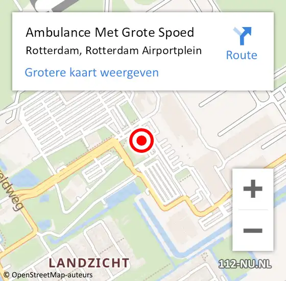 Locatie op kaart van de 112 melding: Ambulance Met Grote Spoed Naar Rotterdam, Rotterdam Airportplein op 9 februari 2024 15:33
