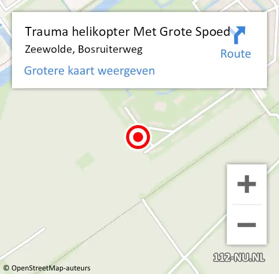 Locatie op kaart van de 112 melding: Trauma helikopter Met Grote Spoed Naar Zeewolde, Bosruiterweg op 9 februari 2024 16:19