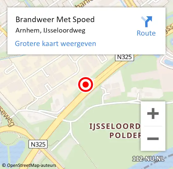 Locatie op kaart van de 112 melding: Brandweer Met Spoed Naar Arnhem, IJsseloordweg op 9 februari 2024 16:48
