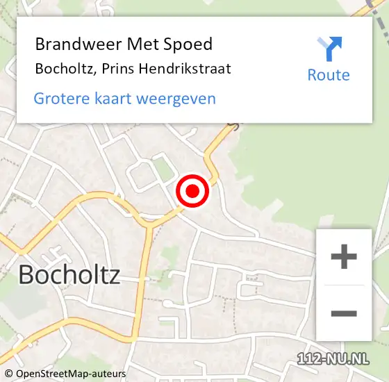 Locatie op kaart van de 112 melding: Brandweer Met Spoed Naar Bocholtz, Prins Hendrikstraat op 9 februari 2024 17:15