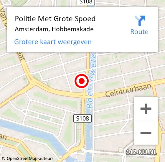 Locatie op kaart van de 112 melding: Politie Met Grote Spoed Naar Amsterdam, Hobbemakade op 9 februari 2024 17:45