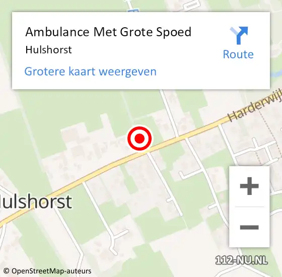 Locatie op kaart van de 112 melding: Ambulance Met Grote Spoed Naar Hulshorst op 9 februari 2024 18:02
