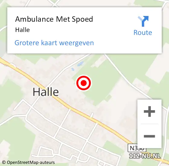 Locatie op kaart van de 112 melding: Ambulance Met Spoed Naar Halle op 9 februari 2024 18:03