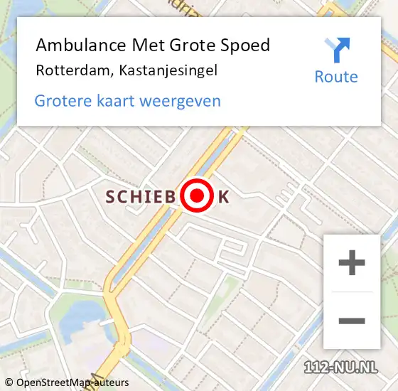 Locatie op kaart van de 112 melding: Ambulance Met Grote Spoed Naar Rotterdam, Kastanjesingel op 9 februari 2024 18:18