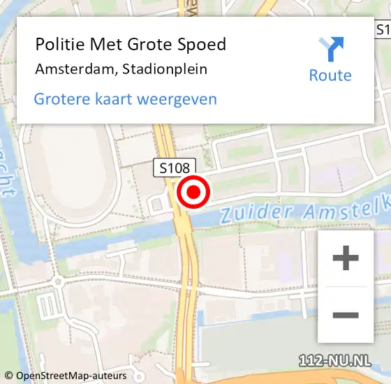 Locatie op kaart van de 112 melding: Politie Met Grote Spoed Naar Amsterdam, Stadionplein op 9 februari 2024 18:20