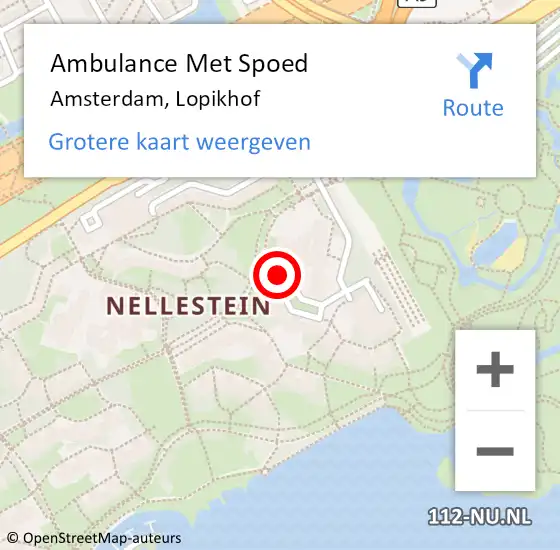 Locatie op kaart van de 112 melding: Ambulance Met Spoed Naar Amsterdam, Lopikhof op 9 februari 2024 18:23