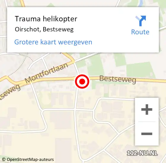 Locatie op kaart van de 112 melding: Trauma helikopter Oirschot, Bestseweg op 9 februari 2024 19:00