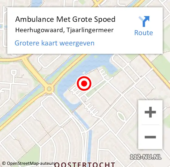 Locatie op kaart van de 112 melding: Ambulance Met Grote Spoed Naar Heerhugowaard, Tjaarlingermeer op 9 februari 2024 19:07