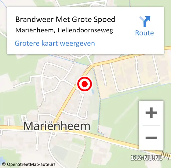 Locatie op kaart van de 112 melding: Brandweer Met Grote Spoed Naar Mariënheem, Hellendoornseweg op 9 februari 2024 19:27