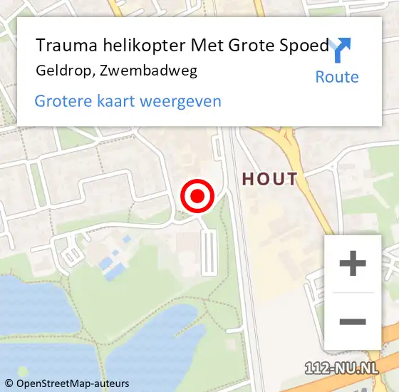Locatie op kaart van de 112 melding: Trauma helikopter Met Grote Spoed Naar Geldrop, Zwembadweg op 9 februari 2024 20:02