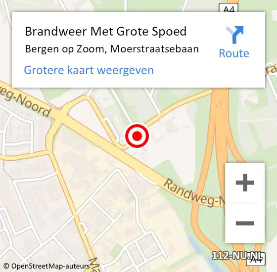 Locatie op kaart van de 112 melding: Brandweer Met Grote Spoed Naar Bergen op Zoom, Moerstraatsebaan op 9 februari 2024 20:41