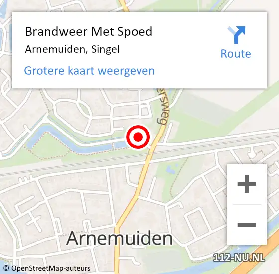Locatie op kaart van de 112 melding: Brandweer Met Spoed Naar Arnemuiden, Singel op 9 februari 2024 21:19