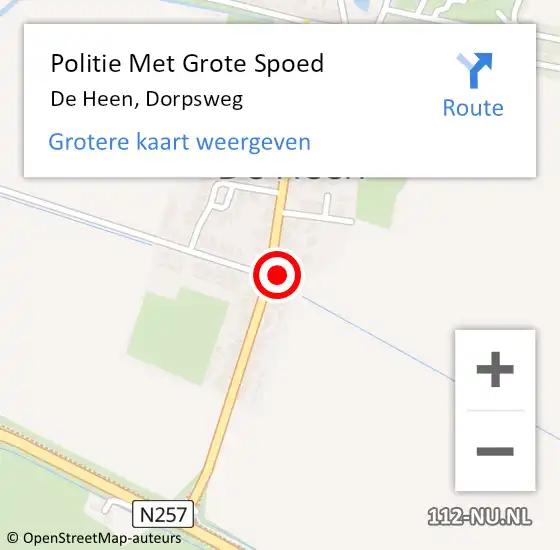 Locatie op kaart van de 112 melding: Politie Met Grote Spoed Naar De Heen, Dorpsweg op 9 februari 2024 21:44
