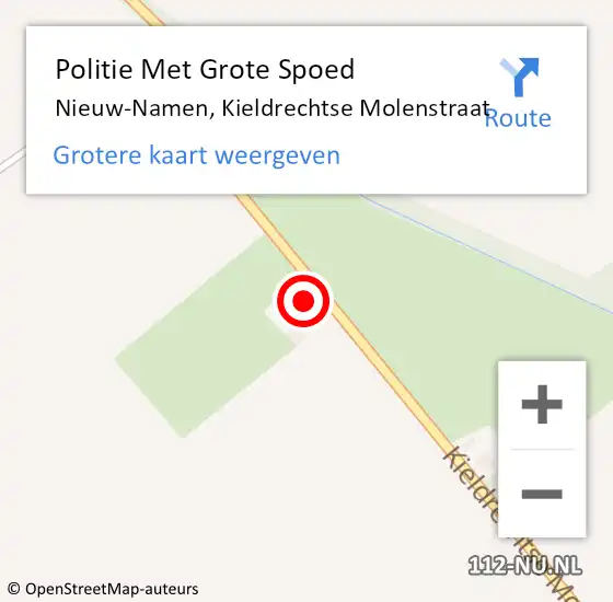 Locatie op kaart van de 112 melding: Politie Met Grote Spoed Naar Nieuw-Namen, Kieldrechtse Molenstraat op 9 februari 2024 21:54