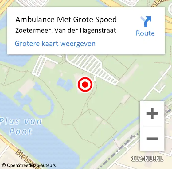 Locatie op kaart van de 112 melding: Ambulance Met Grote Spoed Naar Zoetermeer, Van der Hagenstraat op 9 februari 2024 22:12