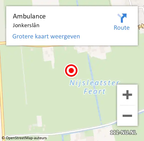 Locatie op kaart van de 112 melding: Ambulance Jonkerslân op 9 februari 2024 23:12
