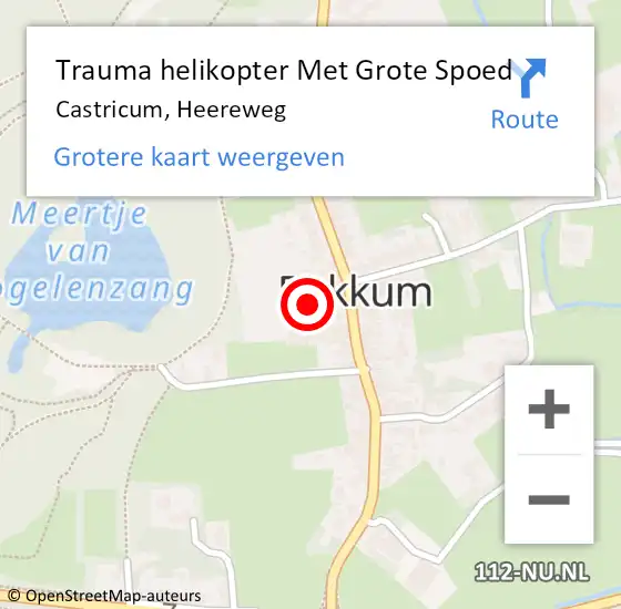 Locatie op kaart van de 112 melding: Trauma helikopter Met Grote Spoed Naar Castricum, Heereweg op 9 februari 2024 23:38