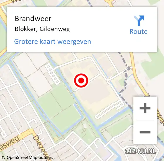 Locatie op kaart van de 112 melding: Brandweer Blokker, Gildenweg op 10 februari 2024 02:10