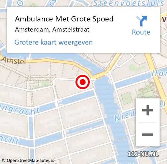 Locatie op kaart van de 112 melding: Ambulance Met Grote Spoed Naar Amsterdam, Amstelstraat op 10 februari 2024 03:31