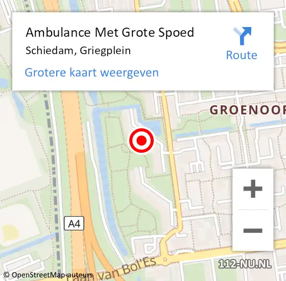 Locatie op kaart van de 112 melding: Ambulance Met Grote Spoed Naar Schiedam, Griegplein op 10 februari 2024 04:47